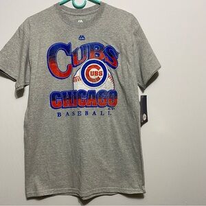 Chicago Cubs Gray T-Shirt By Majestic, Short Sleeve, Size Medium , NEW